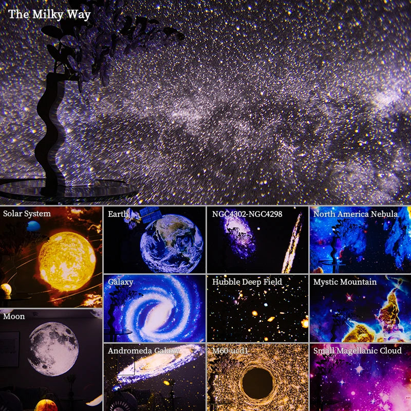 Night Light Galaxy Projector Starry Sky Projector 360° Rotate Planetarium Lamp For Bedroom Valentines Day Gift Wedding Deco