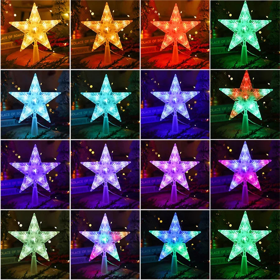 NEW Arrivals RGB LED Christmas Tree Top Star Fairy String Lights USB Powered Remote Christmas Garland Lights for Wedding Party Holiday Decor