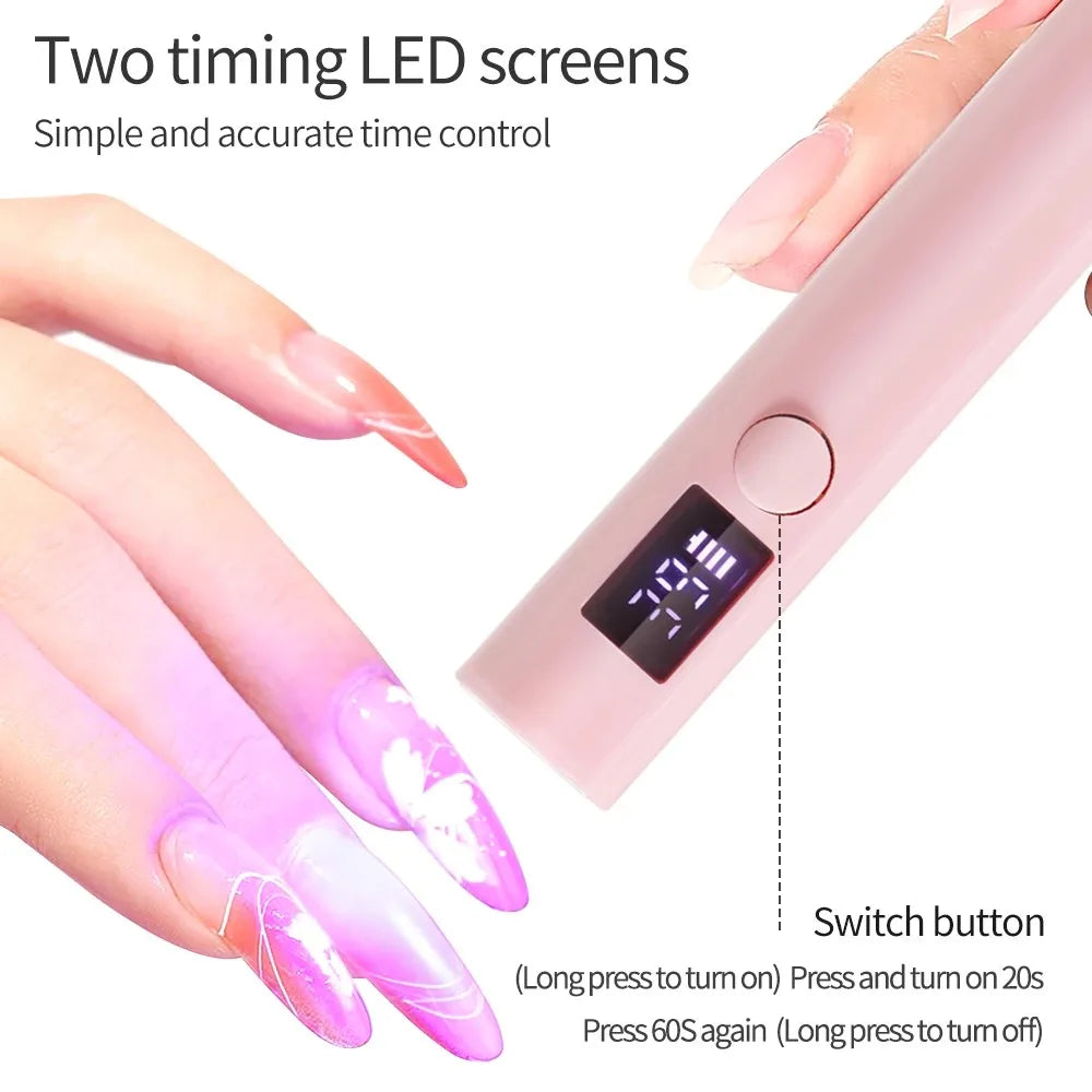 NEW Arrivals Portable Handheld Mini Nail Lamp For Gel Polish Quick Dry Flashlight Pen USB Rechargeable Nail Dryer Machine UV LED Nail Care Accessories Manicure Pedicure Tools