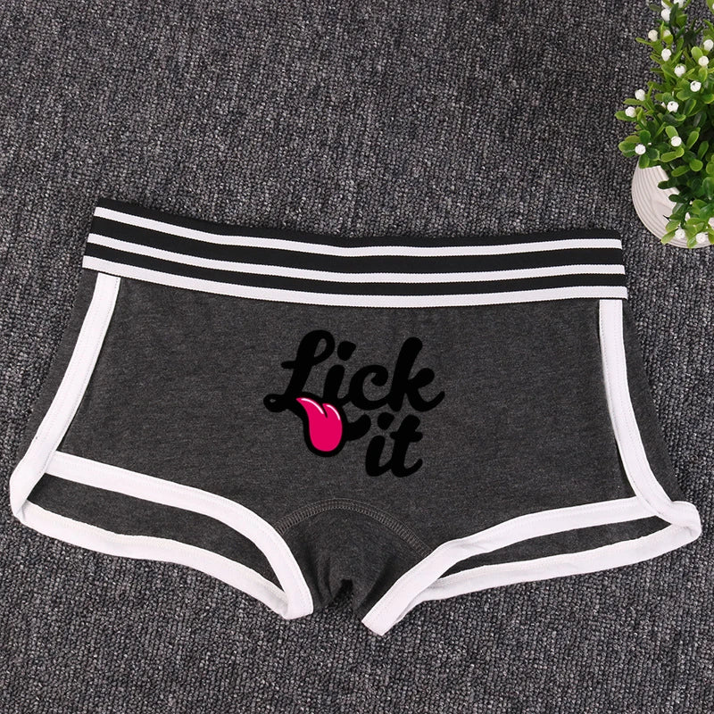 NEW Arrivals *Lick It* Tongue Cotton Underwear for Women New Girls Boxer Shorts Female Boyshorts Panties Breathable Women's Intimates Summer Beach Bar Girls Streetwear Shorts