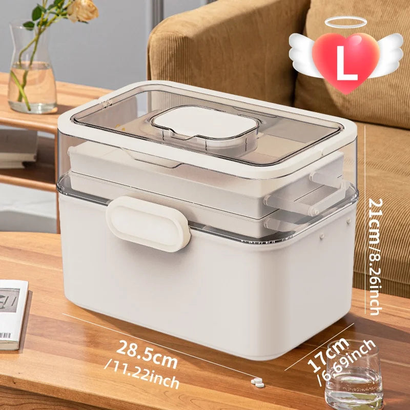 Home Outdoor Travel Camping Emergency First Aid Portable Medicine Cabinet Organizer, Large Medicine Box with Handle, Plastic First Aid Box Empty, Multipurpose Medical Box