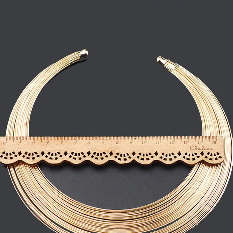 Fashion Dubai Gold Color Jewelry Sets Exaggerated Line Necklace Wedding Gift African Jewelry for Women