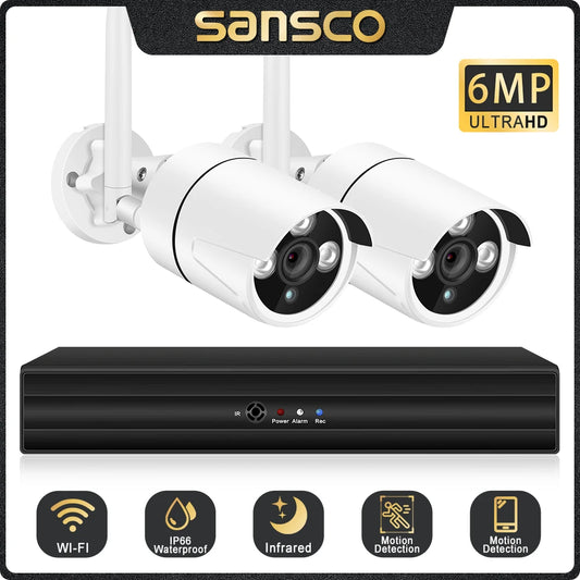 3K 6MP WIFI Camera Kit 4CH H.265 CCTV NVR & 6MP HD Outdoor IP Camera Wireless Video Surveillance CCTV System