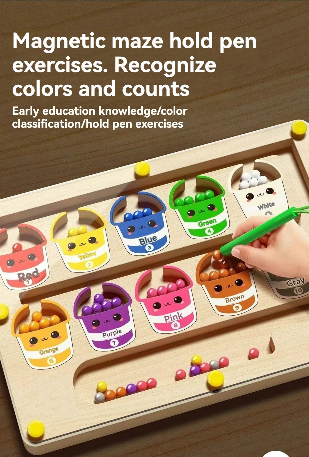 Large Size Children's Magnetic Maze Walking Ball Baby Concentration Training, Writing Logic Thinking 3 year Old Early Education Puzzle To