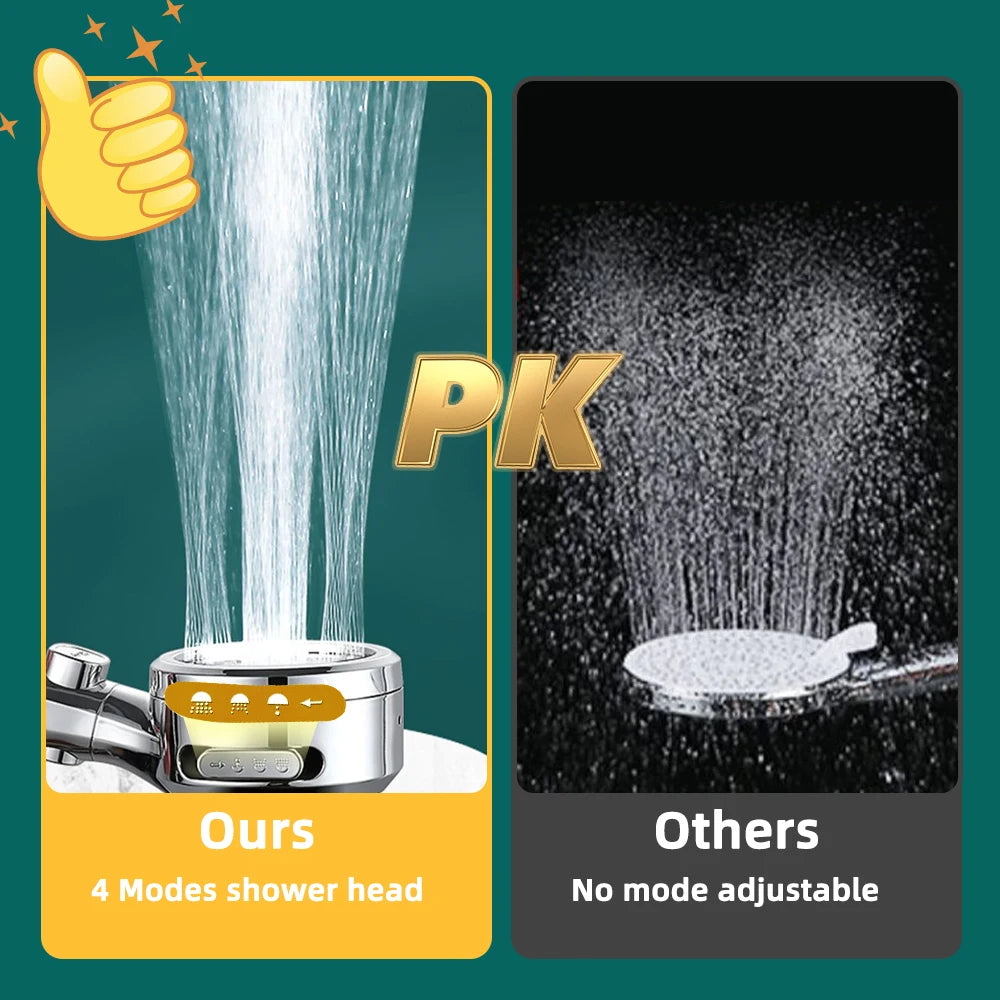 High Pressure Handheld Bathroom Shower Head Water Saving Showerhead Pressurized Adjustable Spray LED Digital Temperature Display