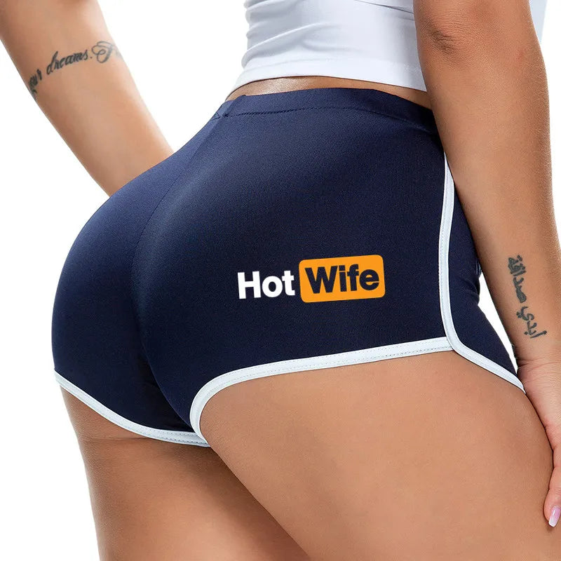 NEW Arrivals S-2XL EU Size Sexy *Hot Wife* Shorts Hot Pants for Girls New Women Shorts Sexy Female Lingerie Stretch Sports Running Hiking Cycling Shorts Yoga Pants Home Underwear Beach Bar Shorts