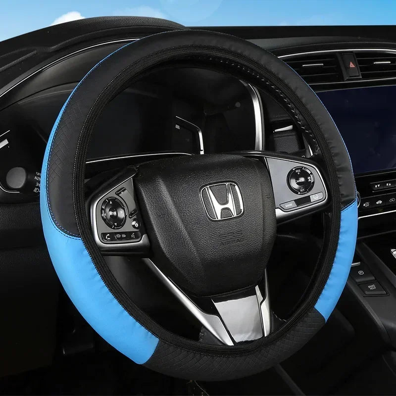 Car 37-38.5cm Steering Wheel Cover Breathable Anti Slip PU Leather Steering Covers Suitable Auto Decoration Carbon Fiber Cars Accessories