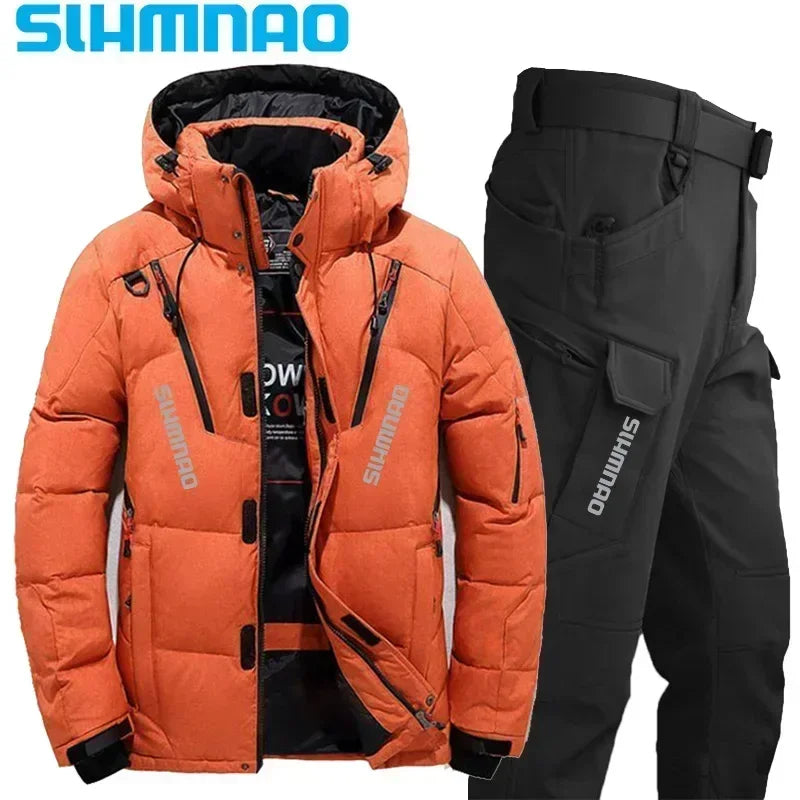NEW M(50kg) - 4XL (100KG) 7 Colors -40* Degrees  Men's Goose Down Jacket and Tactical Pants, Winter Fishing Suit, Warm, Snow Skiing, Mountain Climbing, Hunting Sportswear