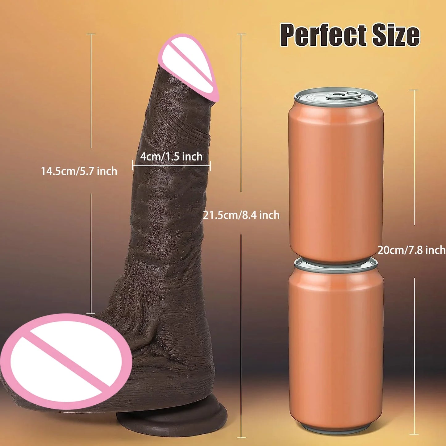 8.4 Inch Soft Realistic Dildo Silicone Dildos with Suction Cup Lifelike Huge Dildo for Vagina Anal Stimulate Sex Toys for Women