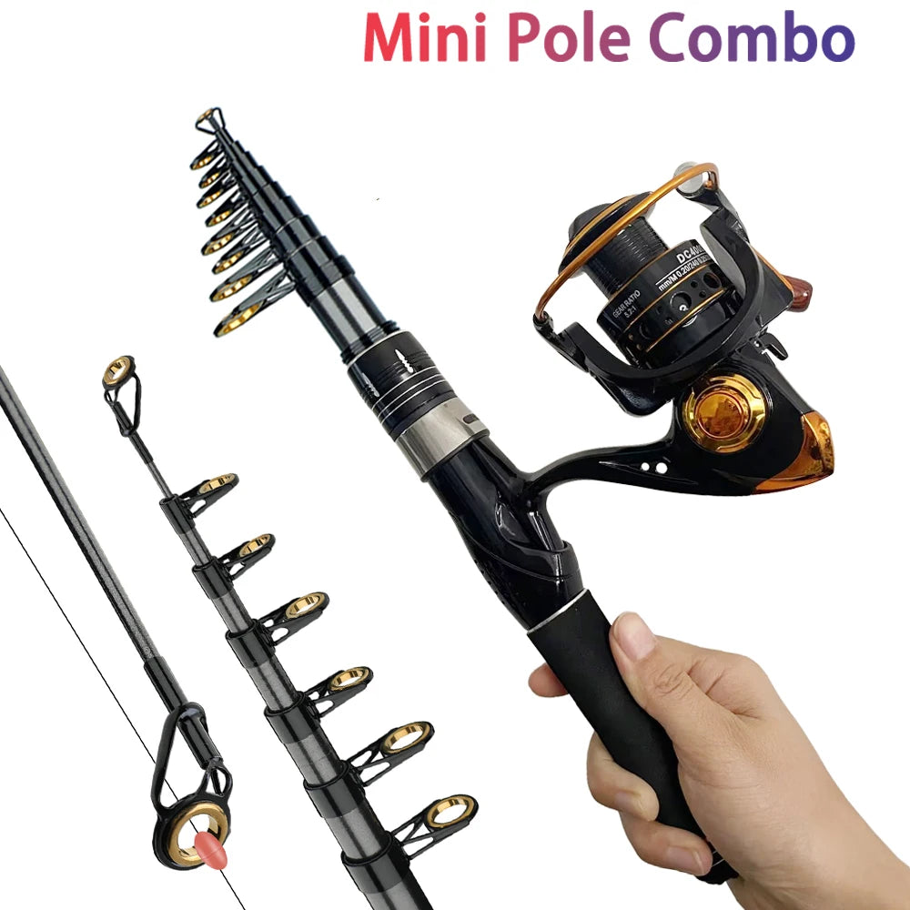 1.5/1.8/2.1/2.4M Rod + Reel 1000- 4000 Series Set Telescopic Spinning Fishing Rod 1.5-2.4M and 1000-4000 Reel Combo Portable Rod  For Seawater/Freshwater Carp Fishing Sets