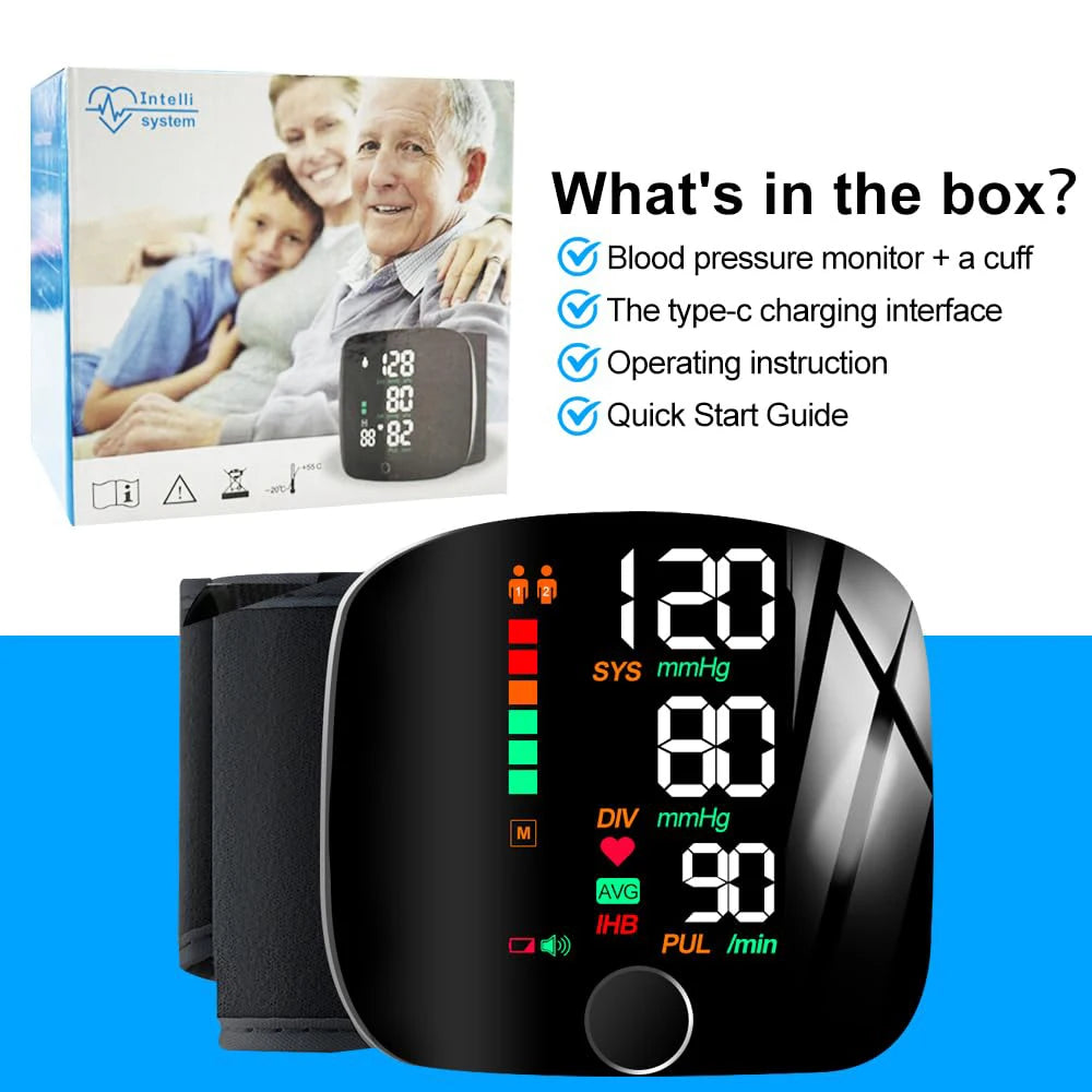 NEW Arrivals English Voice Digital Wrist Tonometer Medical Blood Pressure Monitor Heart Rate Sphygmomanometer Tensiometers Meter Cuff Women Men Health Care Supplies