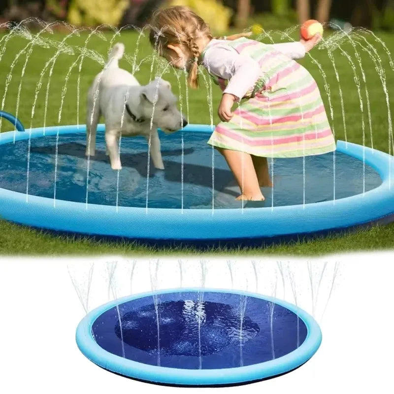 Water Spray Pad Summer Dog Toys Pet Kids Outdoor Swimming Pool Splash Sprinkler Mat Lawn Beach Interactive Play Water Tools