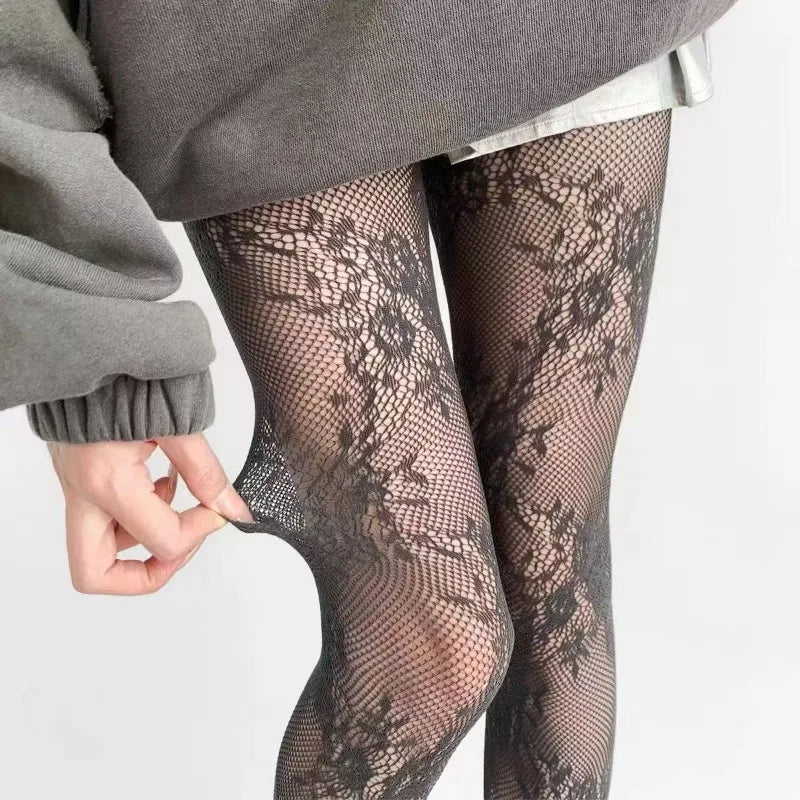 New Arrivals 4 Colors Tights Women Sexy Lace Floral Thigh High Stockings Pantyhose Lingerie Hosiery Mesh Fishnet Stockings Women Tights Sexy Stockings