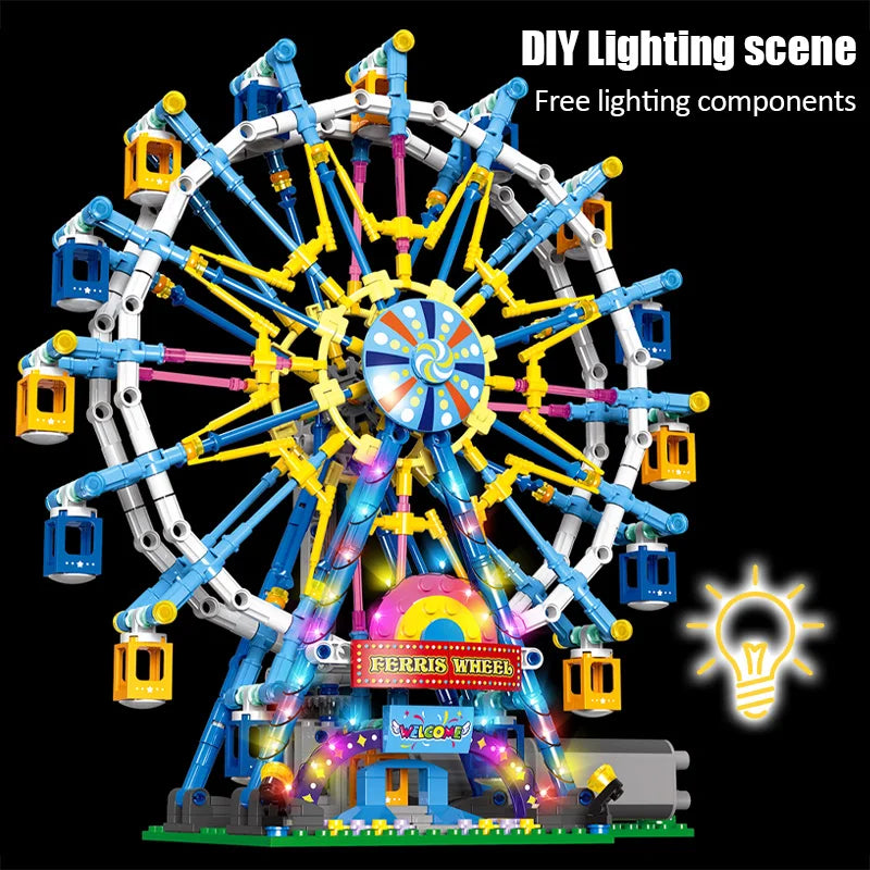 Christmas Gift Electric Bricks City Friends MOC Rotating Ferris Wheel Building Blocks with Light Toys Christmas Gifts