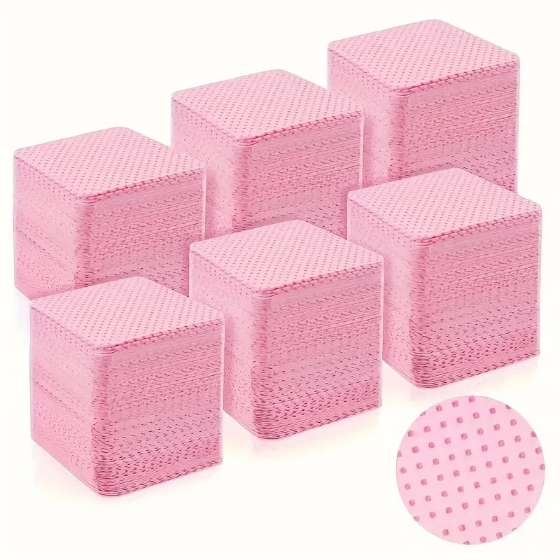 200 PCS Set White/Pink Color  Non-Abrasive Nail Wipes | Soft Absorbent Nail Cleaning Sponges for Removing Nail Polish Women Makeup Tools