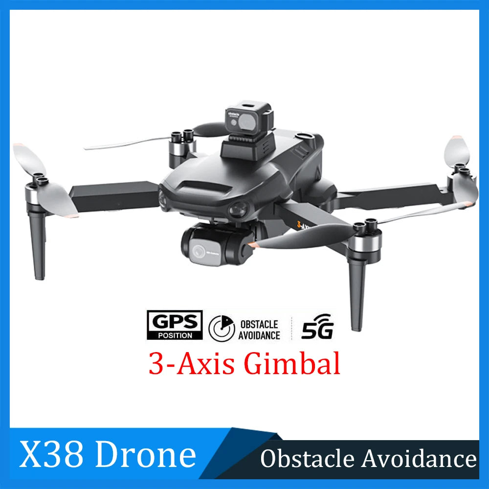 NEW!!!! HOT SALE!!!! X38 8K Camera Drone GPS Professional 3-Axis Gimbal Anti-Shake 5G WIFI FPV Drones Obstacle Avoidance Quadcopter RC Helicopter Electronics Products