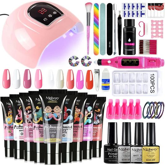 Poly UV Gel Kit All for Manicure Gel Nail Extension Set Slip Solution Builder Acrylic Gel Polish Nail Art Tool Design Fingertips