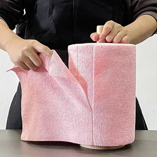 NEW Arrivals 50PCS 25x25CM 6 Colors Reusable Cleaning Wipe Household Kitchen Cloth Microfiber Towel Rolls Dish Rags Wash Paper Towel Replacement Car Home Office Cleaning Supplies