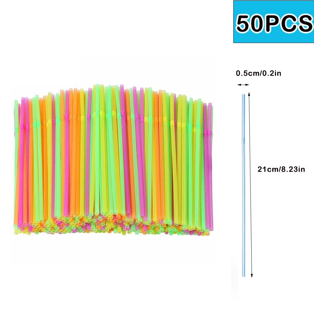 3000 PCS Set Multicolor Black Drinking Straws Cocktail Cola Bar Party Wedding Kitchen Beverage Straw Palette for Hotels Restaurants Pub Night Club