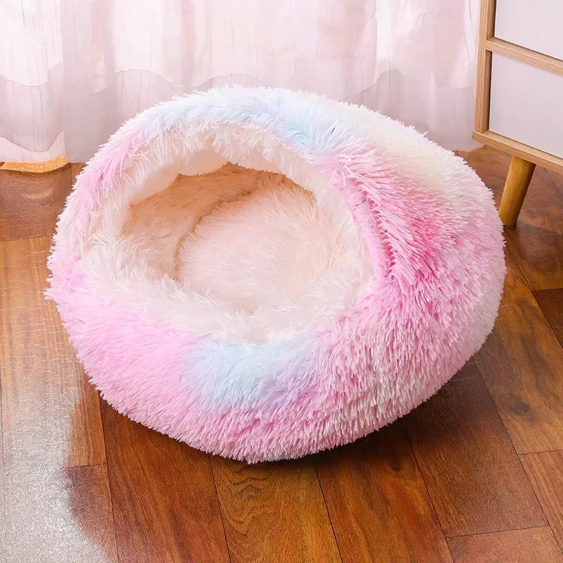 Winter Dog Plush Round Bed Pet Mattress Warm Soft Comfortable Basket Cat Dog Sleeping Bag Nest for Small Dogs Medium Dogs Cat