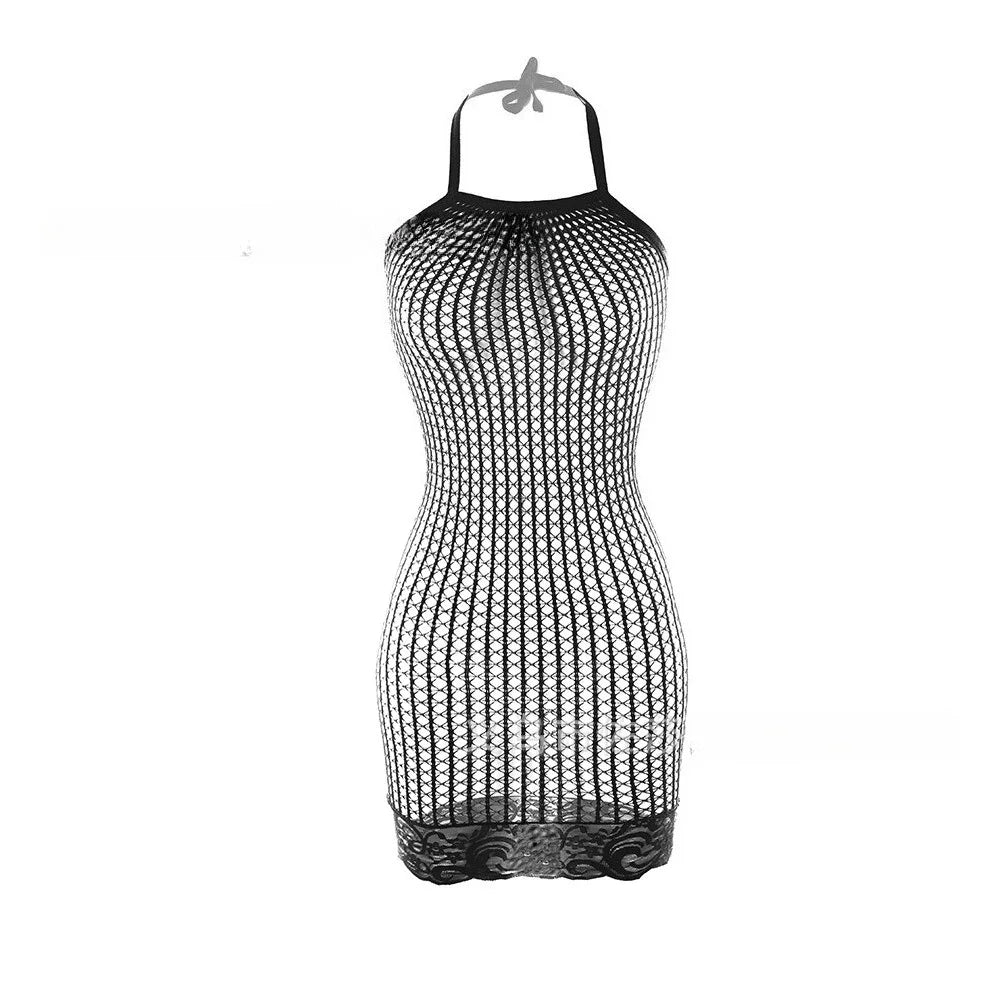 10 Colors Women Sexy Fishnet Swimwear Cover Up Without Bikini Hollow Out See Through Bodycon Dress Beachwear Summer Women's Swimwear Dress