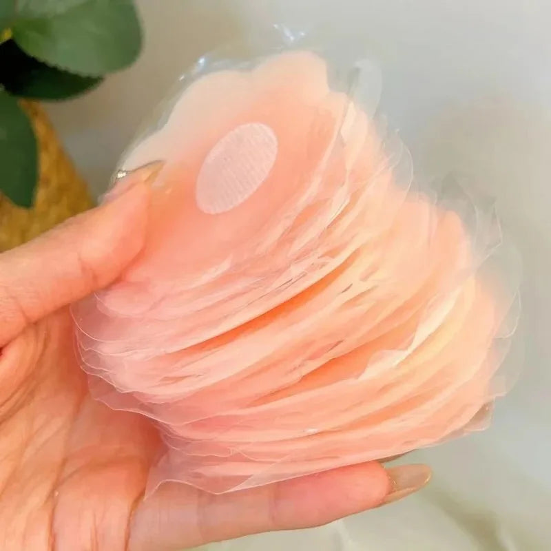 20/50/100 PCS Set Women Reusable Breast Petals Lift Invisible Silicone Bra-Less Pasties Pads Nipple Cover Invisible Petal Adhesive Bra Cover  Stickers Ladies Underwear Accessory Sets