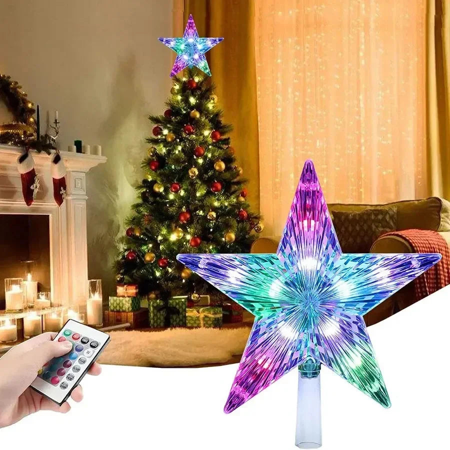 NEW Arrivals RGB LED Christmas Tree Top Star Fairy String Lights USB Powered Remote Christmas Garland Lights for Wedding Party Holiday Decor