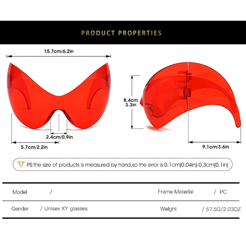 NEW  Personalized Cat Eye Alien Oversized Sports Y2K Sunglasses Women 2000's Retro Wrap Around Shield Goggle Men Brand Sun Glasses Supplies Eyewear Products Accessories