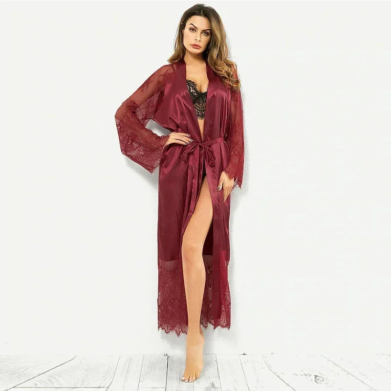 Luxurious Bridesmaid Robes for Women's Sexy Lingerie Satin Kimono Sleep Long Dress Sleepwear Pajamas Bathrobe Nightgown Female Ladies Luxury Lingerie Fashion Apparel Products