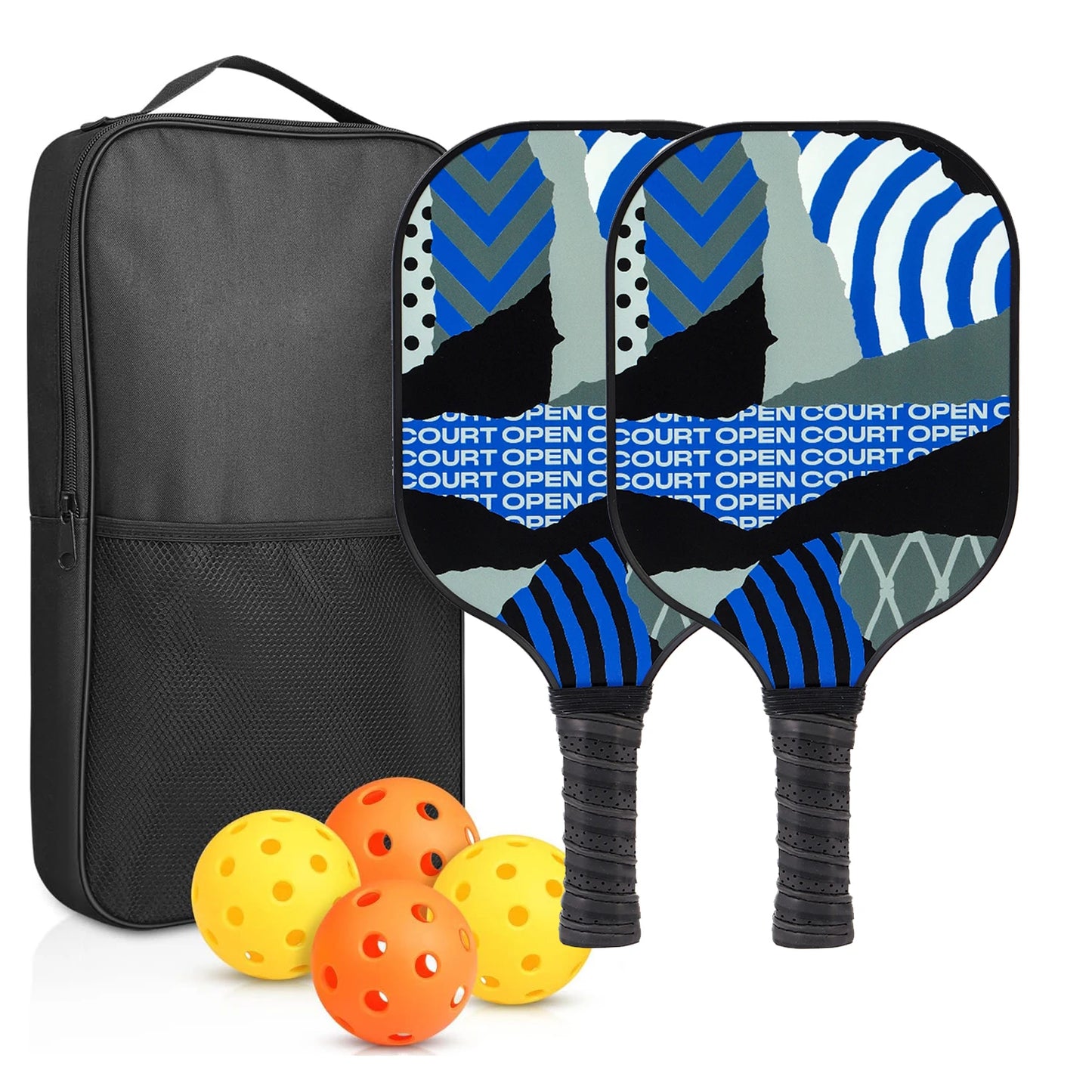 NEW Full Set Professional Fiber Glass Top Quality Pickleball Paddles Set of 2 USAPA Approved Fiberglass Pickle Ball Paddles with 4 Pickle Balls Durable Beach Rackets for Beginners Sports Accessories
