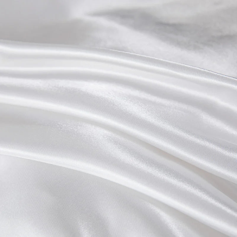 NEW Arrivals 3PCS Set White/Gray/Black Color Satin Duvet Cover Colored Bedding Set QUEEN KING Size Quilt Cover High Quality Skin Friendly Fabric Bedding Cover