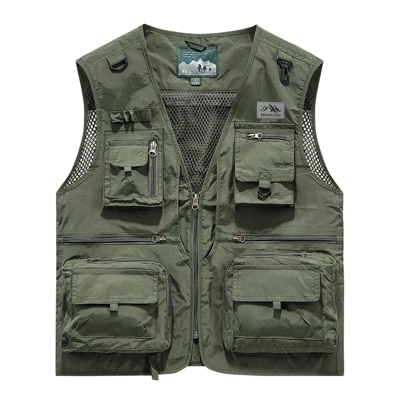 8 Colors S-5XL UK Plus Size Men's Multi-Pocket Vest, New Breathable Outdoor Fishing Vest, High-Quality Design, Casual High-Tech Men's Jacket