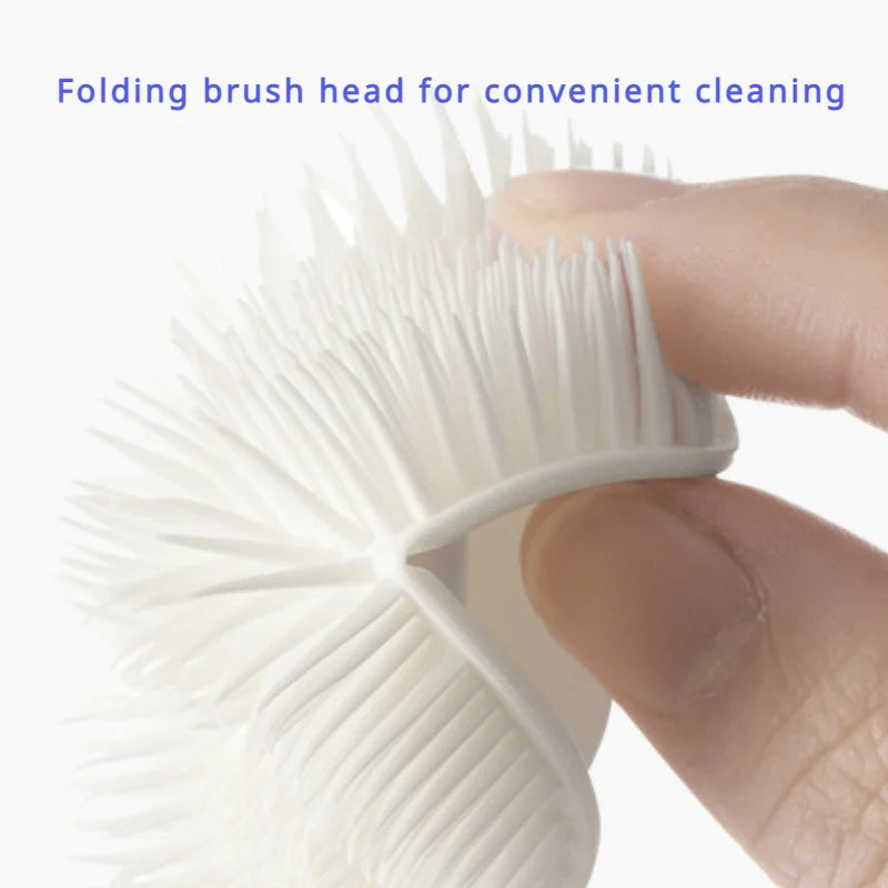 NEW Foldable 360 Degree Comprehensive Cleaning Silicone Brush with Long Handle Design, Reusable for Bottles and Cups Kitchen Household Supplies