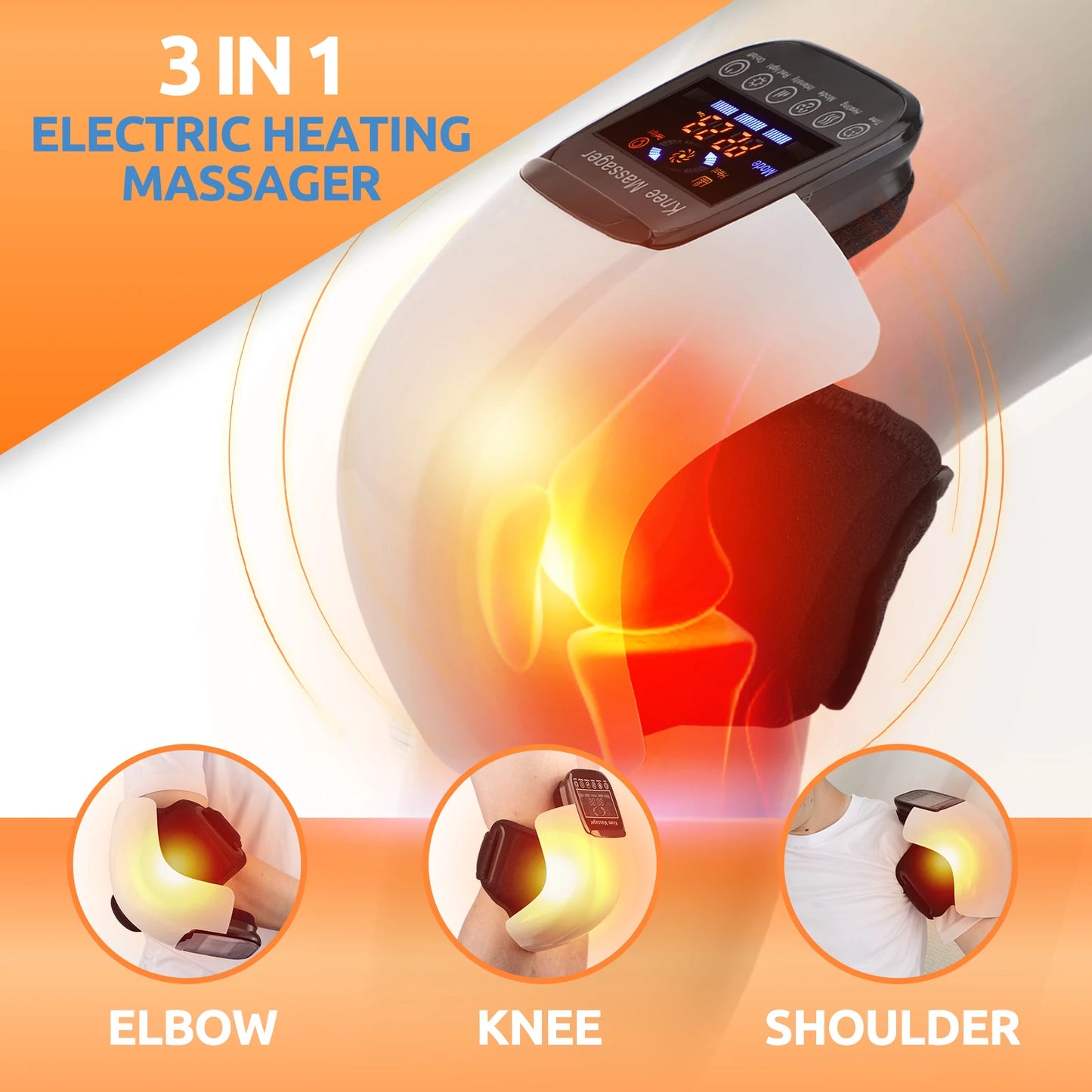 NEW 3+1 Set Electric Smart Knee Massager Air Compression Vibration Knee Massage Treatment Device Hot Compress Airbag Belt Sports Accessories for Knee Pain Relieve Fatigue Relaxation Health Care Supplies