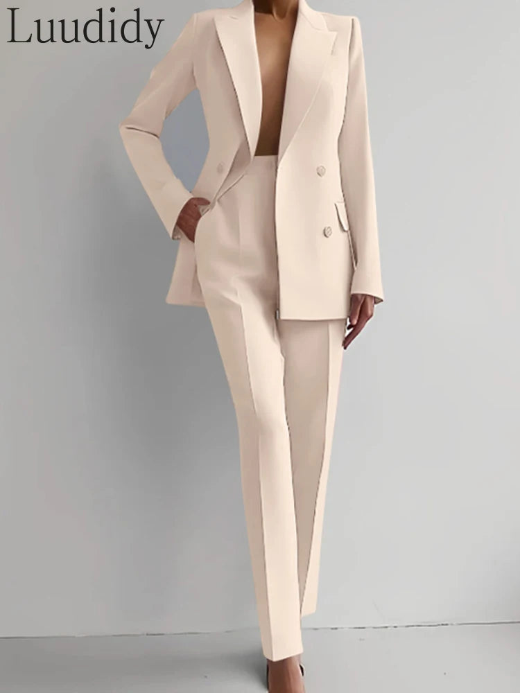 NEW Arrivals 2 PCS Set UK S-2XL Size 7 Colors Italian Luxury Suit Women's Blazer Suit Office Lady Evening Party Business Dinner Long Sleeve Blazer and Pant Sets Ladies Luxury Fashion Apparel Products