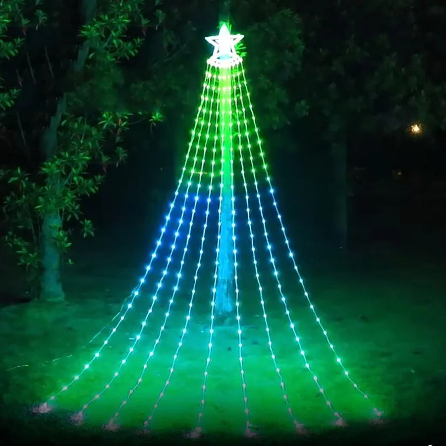 304 LED Lights Smart Christmas Tree String Lights with Star Topper 2.8M Dream Color APP Control Waterfall Fairy Light String Garland