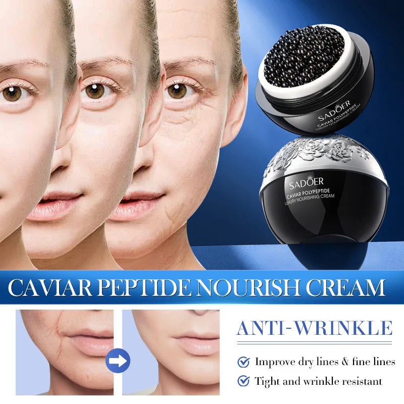 Korean Black Caviar Retinol Instant Remove Wrinkle Face Cream Anti-Aging Firming Lifting Fade Fine Lines Improve Skin Moisturize Brighten Women Skin Care Supplies Korean Products