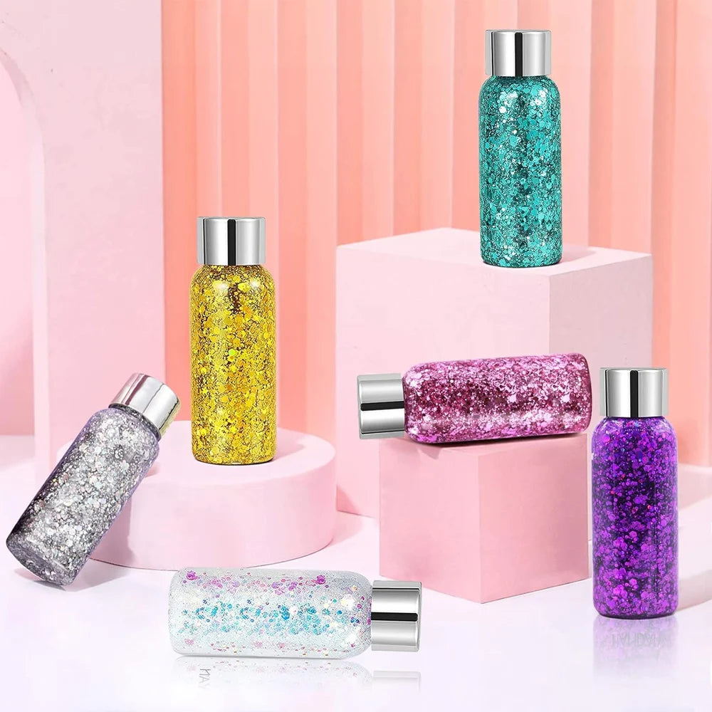 9 Pack Face Glitter Gel Mermaid Sequin Chunky Glitter Bar Makeup Lip Hair Eyeshadow Body Glitter Glue For Party Festival Makeup