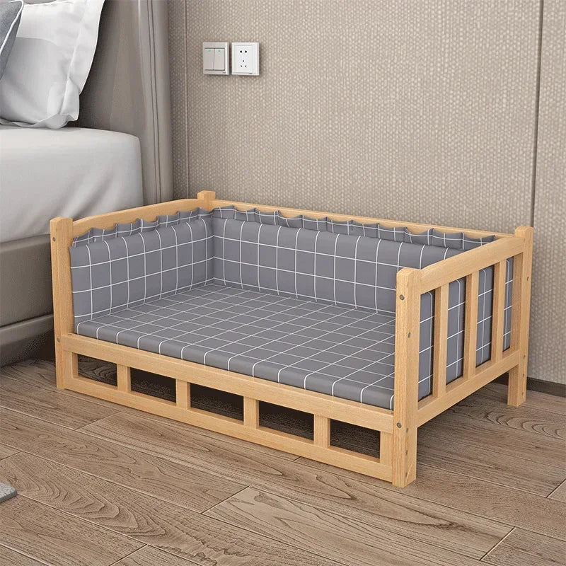 Wood Dog Bed Sofa Luxury Pet Sleeping Cushion Detachable Non-slip Dog Cat Bed Puppy Kitten Sleeping Supplies Para Gatos