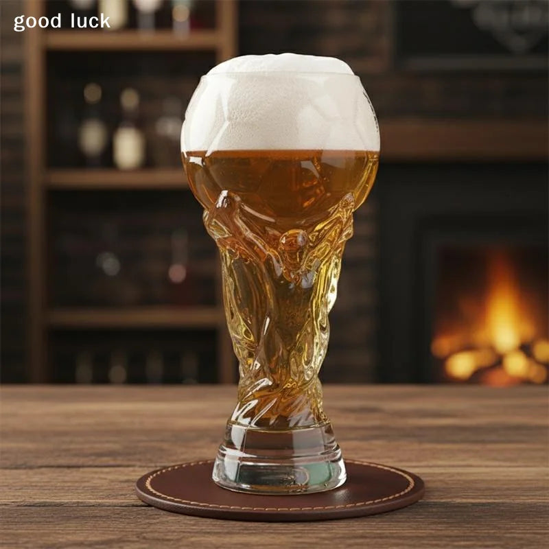 Football Lovers 2026 World Cup 600ml Beer Crystal Glass Coffee Mugs Trophy Shape Comfort With Distinctive Texture Beer Mug Suitable For Family Home Bar Glassware Pubs Barware Accessories