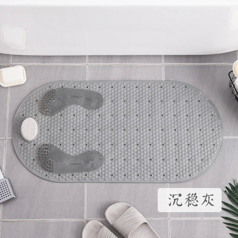 NEW 3 Colors Bathroom Non-Slip Mat Household Bathroom PVC Toilet Water-Repellent Rubbing Stone Floor Mats Shower Room Massage Floor Carpet Bathroom Accessories