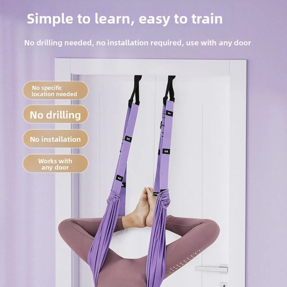NEW 3 Colors Adjustable Women Aerial Yoga Strap Elastic Stretch Door Hanging Aerial Yoga Hammock Swing Flexibility Training Home Gym Accessories