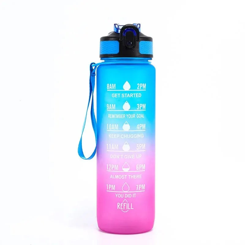 1000ml 32 Oz Leakproof Water Bottles with Times to Drink and Straw Motivational Drinking Sports Water Bottle for Fitnes Gym Outdoor