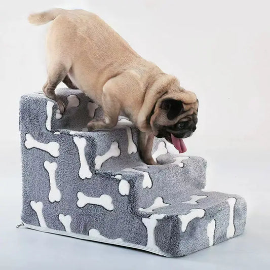 NEW 3/4 Steps Ladder Dogs Pets Bone Shape Puppy Stairs Beside The Sofa Bed Ramp for Dogs Protecting Pet Joint Safety Stairs for Elderly Dogs Pets Furniture Supplies