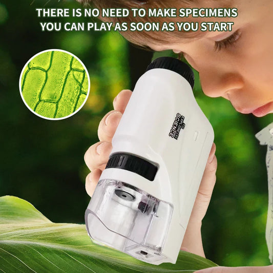 Mini Pocket Microscope Kit 60 To120x Portable Laboratory Microscope With LED Light For Adults  Kids Science Experiment Utensils