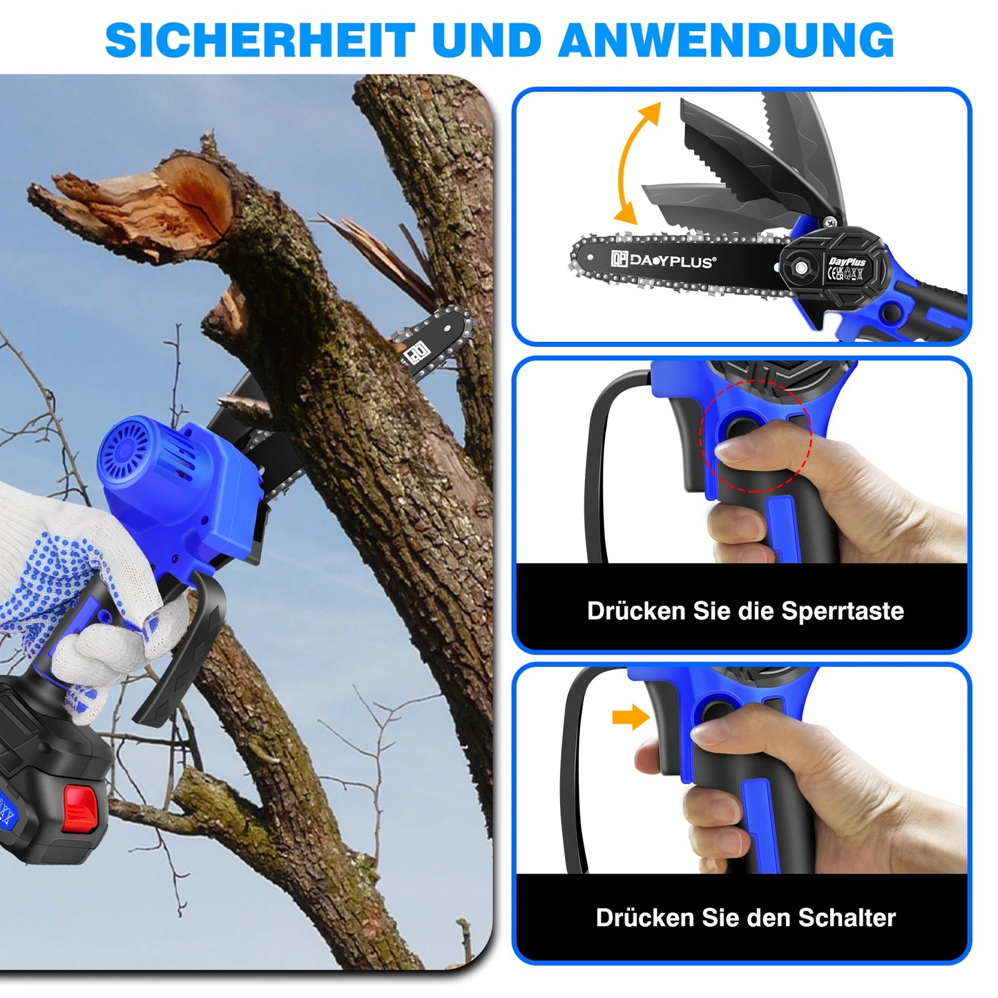 NEW Arrivals 6" Inch Mini Chainsaw Set With 1/2 -5AH Lithium Batteries Cordless Electric Power Chain Saw EU Plug for Tree Branch Wood Cutting Home Garden Accessories Supplies