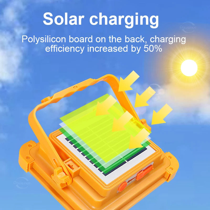 10000000LM Solar Portable LED Lamp Bright Rechargeable Multifunction Waterproof Camping Lamps Outdoor Emergency Portable Lantern
