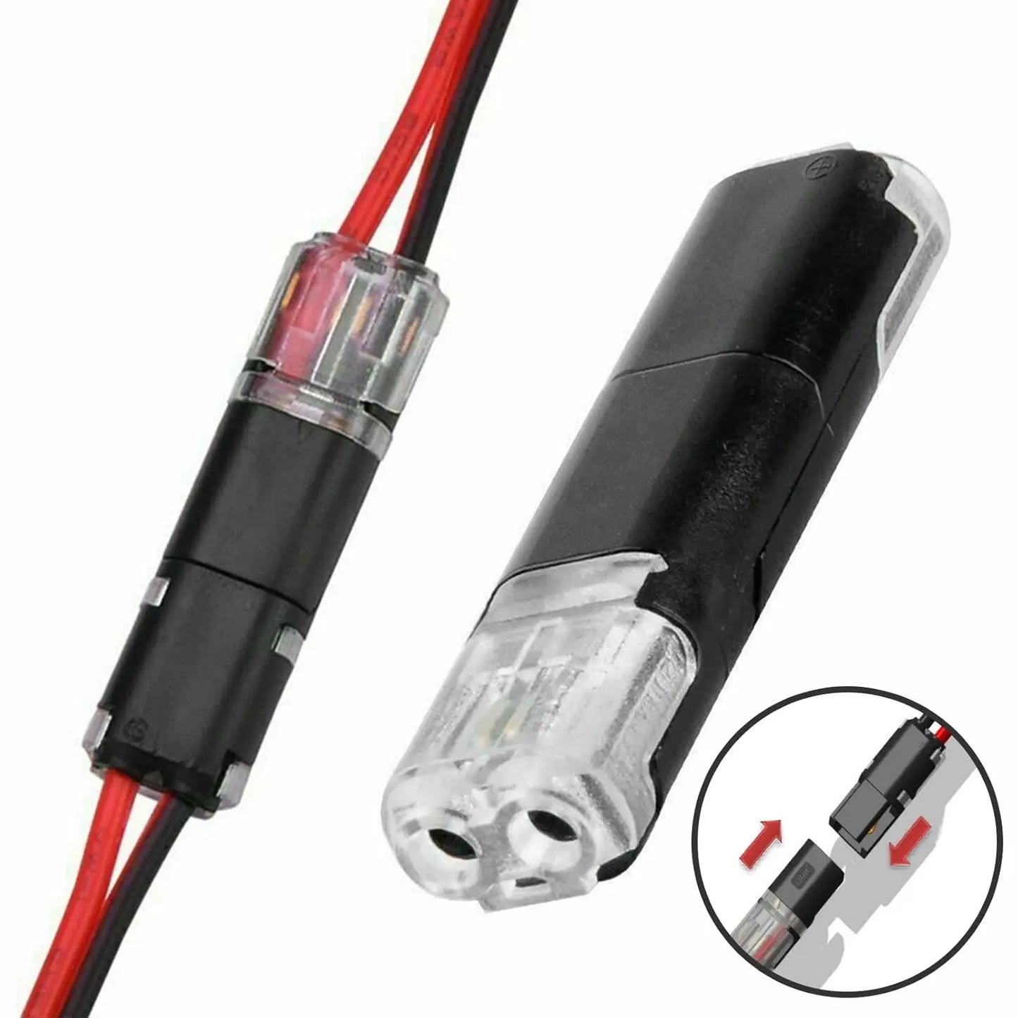200 PCS Set Double Wire Plug-in Connectors with Locking Buckle Car Home Office Computer Wire 2 Way Terminal Block Waterproof Quick Connector Cable Clamps Snap Electrical Accessory Sets