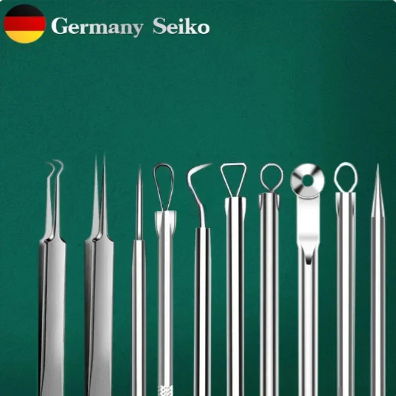 11Pcs Set Acne Pimples Blackhead Remover Clip Ultra-fine Tweezers Black Dots Blackhead Extractor Acne Needle Facial Cleaner Skin Care Tools