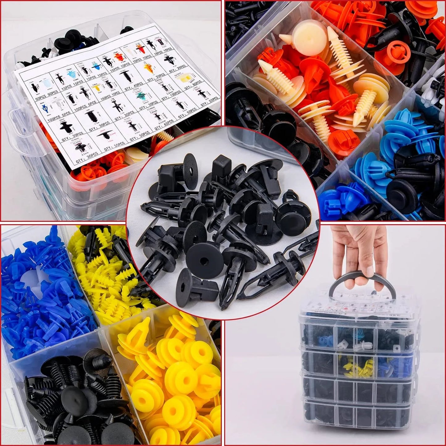 1240 PCS Car Fastener Clips Set Mixed Car Bumper Door Trim Panel Auto Bumper Rivet Retainer Push Engine Cover Fender Clip